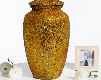 Urna funeraria de mosaico dorado para cenizas – Urnas conmemorativas para adultos y recuerdos