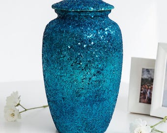 Urna funeraria Blue Ocean Mosaic para cenizas – Urnas conmemorativas para adultos y recuerdos