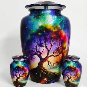 Urne funéraire arbre cosmique pour cendres – Urne décorative galaxie, adulte et souvenir