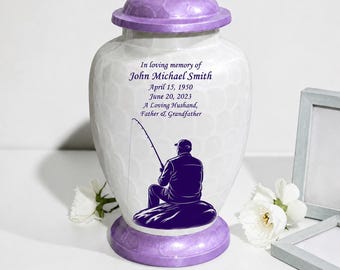 Gone Fishing Personalized Cremation Urn for Ashes  – Memorial Funeral Urns for Dad , Adult