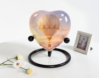 Hot Air Heart  Balloon Cremation Urn for Ashes,  Memorial Urns , Adult and Keepsake