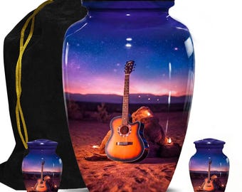 Urna de cremación para cenizas con forma de guitarra: urnas conmemorativas para músicos, personalizadas para adultos y como recuerdo.