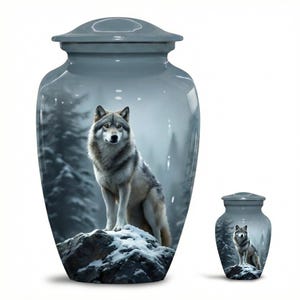 Wolf Cremation Urn for Ashes – Personalized Memorial Funeral Urns - Adult and Keepsake