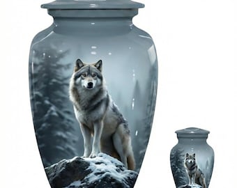 Urna de cremación de lobo para cenizas: urnas funerarias conmemorativas personalizadas para adultos y recuerdos