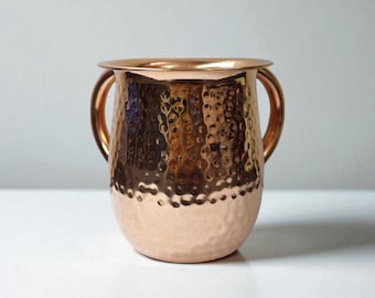 Copa Netilat Yadayim de cobre martillado / Lavado de manos judío