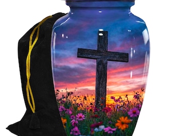Urna de cremación en forma de cruz para cenizas humanas, urna conmemorativa, urna para adultos y de recuerdo