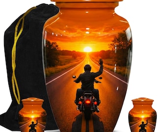 Motorcycle Farewell Cremation Urn for Ashes – Personalised Memorial Urns , Biker Funeral , Adult and Keepsake