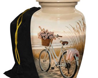 Beach Bicycle Cremation Urn for Ashes, Memorial Urns, Adult and Keepsake