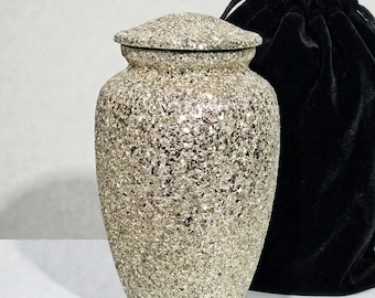 Urna de cremación con mosaico plateado para cenizas: urnas funerarias para adultos y recuerdos