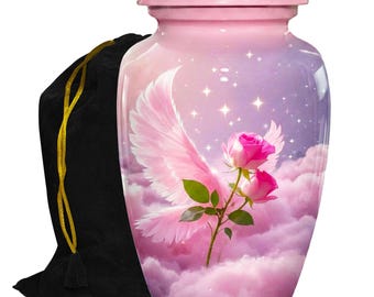 Urna de cremación de rosa rosa para cenizas, urnas conmemorativas para mujeres