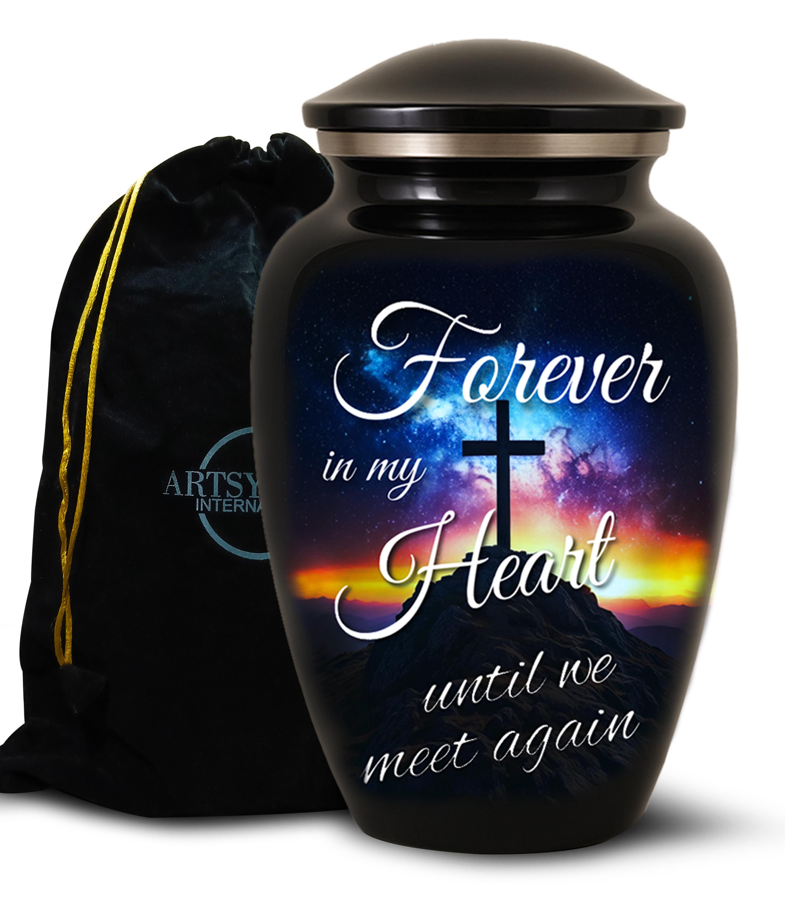 Galaxy Cross Cremation Urns for Human Ashes Adult Male & Female - Handcrafted Funeral Urn for Adult Man and Women, Decorative Urn