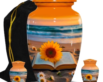 Urna de cremación para cenizas Sunflower Beach - Urnas funerarias conmemorativas - Adultos y recuerdos