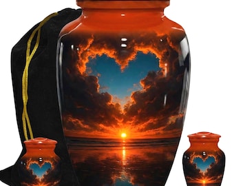 Urna de cremación con forma de corazón para cenizas humanas - Urnas funerarias conmemorativas - Adultos y recuerdos