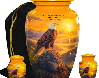 Bald Eagle Cremation Urn for Human Ashes ,  Memorial Urns, Adult & Keepsake