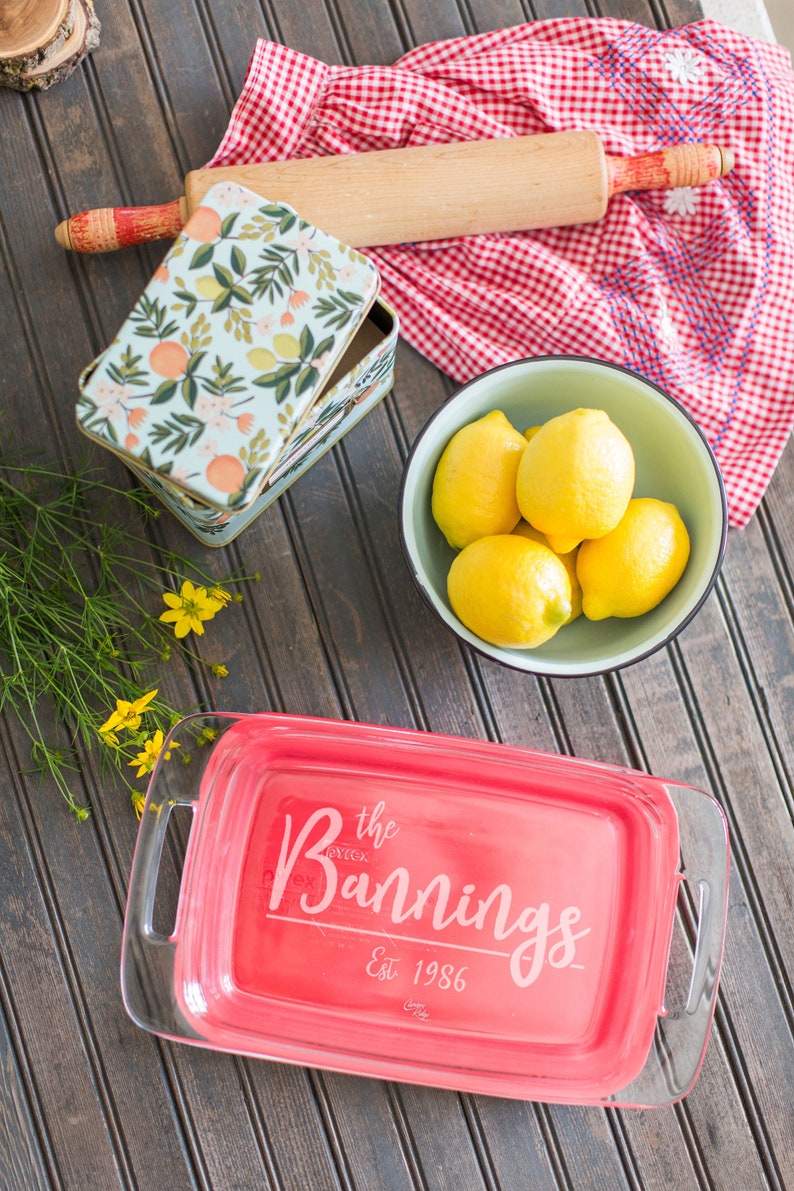 Personalized Engraved Glass Baking Dish with Lid 7x11 Name through