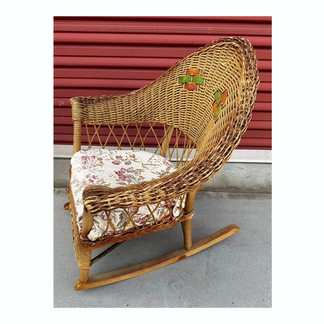 Antique Childs Wicker Rocking Chair Etsy