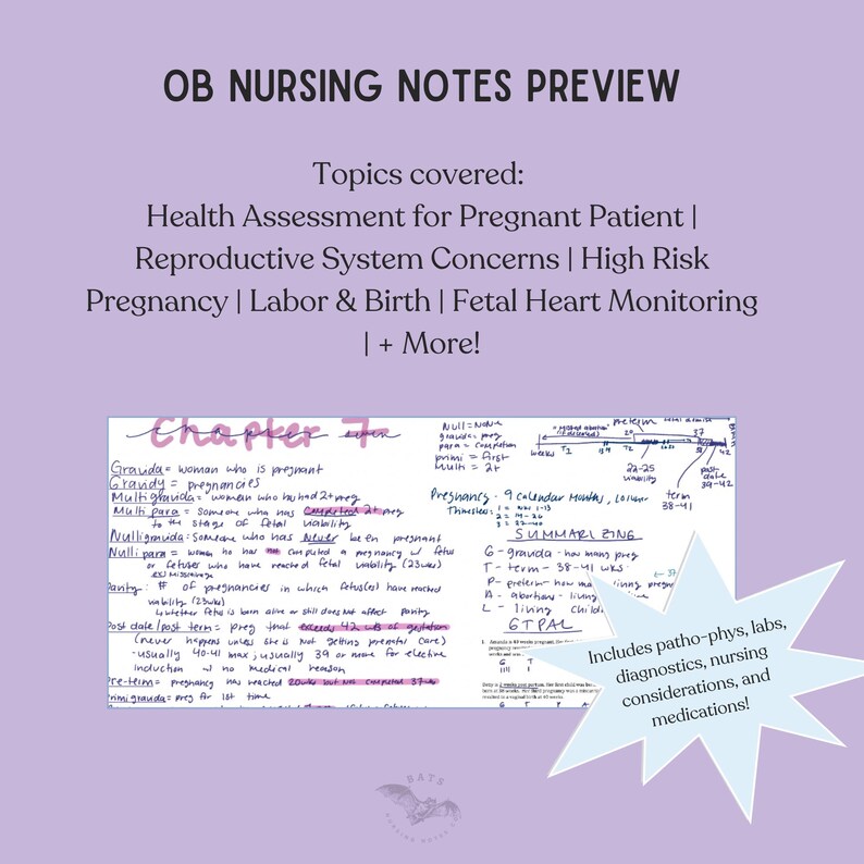 OB Labor and Delivery Nursing Notes: Handwritten Study Guide (PDF ...