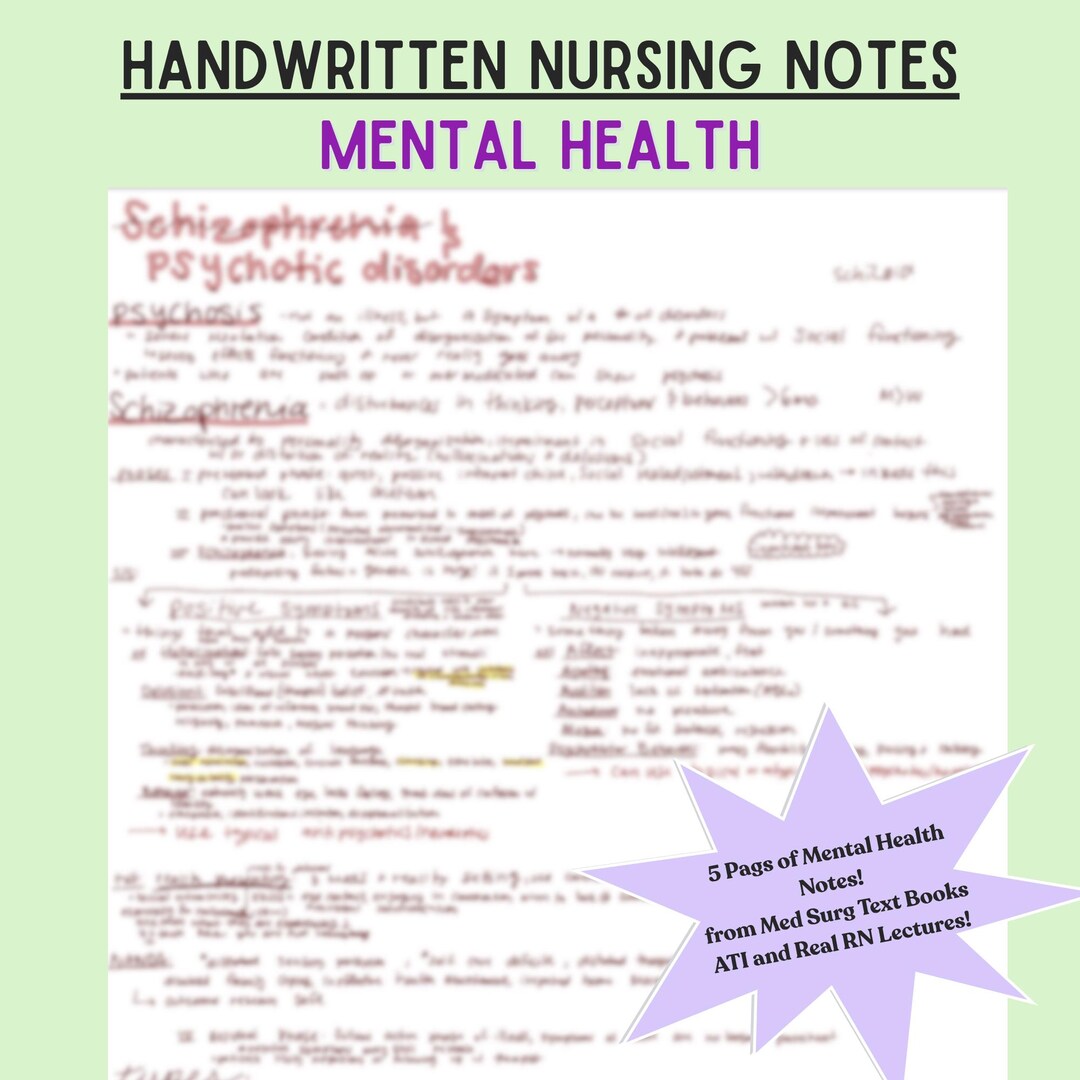 Mental Health Nursing Notes: Handwritten Study Guide - NCLEX Review ...