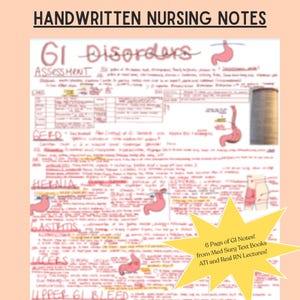 GI & Hepatic Nursing Notes – Handwritten PDF Study Guide | MedSurg, Disorders, Medications, NCLEX Review | Instant Download