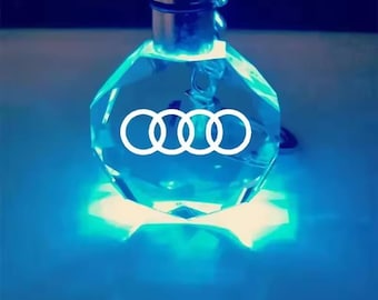 LED Car Logo Light Crystal Keychains Decorative Door Keyring Key Chain Gift for audi S3 S4 S5 S6 RS4 RS5 RS3 RS7 RS8 TT A3