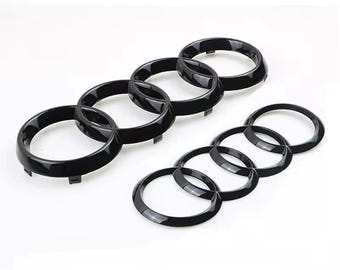 Audi Gloss Black Badge Rings Set Front Grille Rear Boot 285mm 216mm A8 S8 Q5 Q7