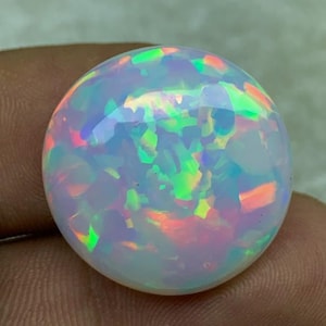 18.70ct Amazing Quality Ethiopian White Base Opal, Multi Fire Opal, round Shape, Loose Gemstone Making Jewellery.