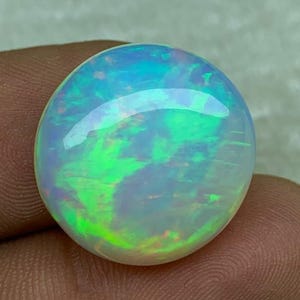 13.85 ct Amazing Quality Ethiopian White Base Opal, Multi Fire Opal, Round Shape, Loose Gemstone Making Jewellery.