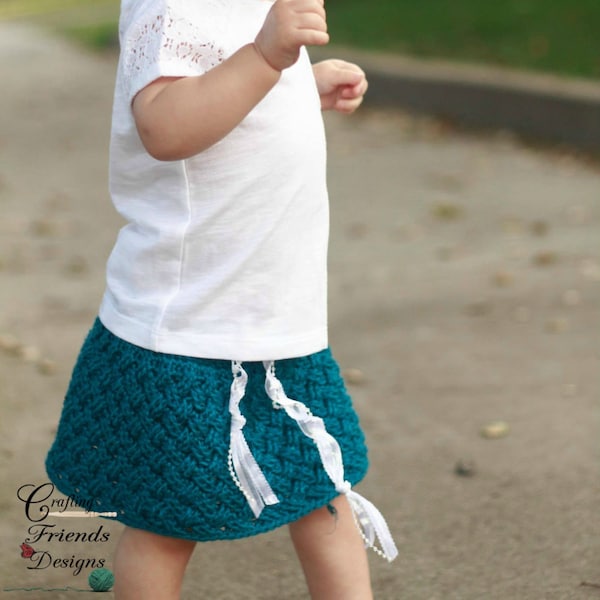 Crochet Pattern - Diagonal Weave Skirt, Sizes Doll/Preemie through Child 12, PDF Instant Download crochet pattern