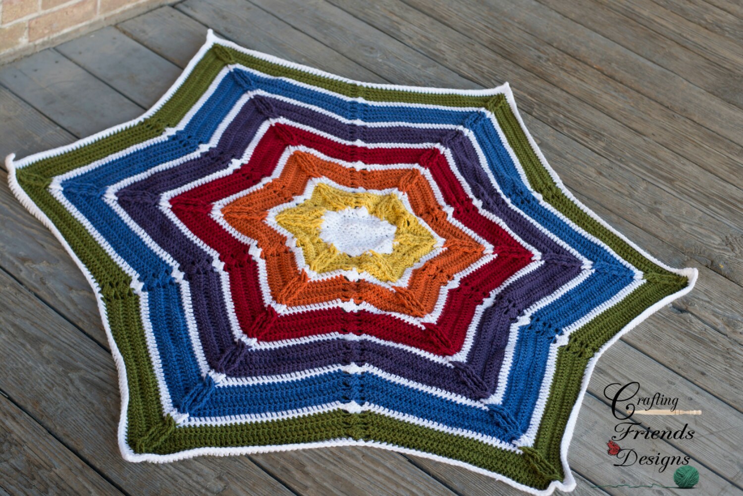 Rainbow Star Afghan Crochet Pattern: Classic Cable Blanket