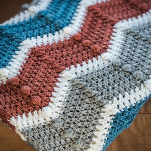 Easy Chevron Blanket Crochet Pattern: Chevron Puff Afghan, PDF Download, DIY Home decor textured blanket, Make a blanket in any size