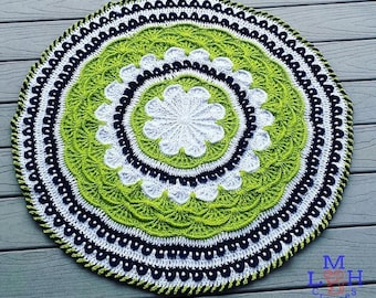 Flower Garden Crochet Pattern: Round Blanket, Rug, Table Cover (PDF Download)