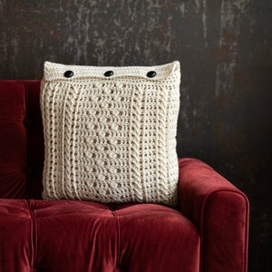 Crochet Pattern - Braided Cable Block Square Pillow, Home Decor square pillow cover pattern, pdf Instant Download pillow crochet pattern