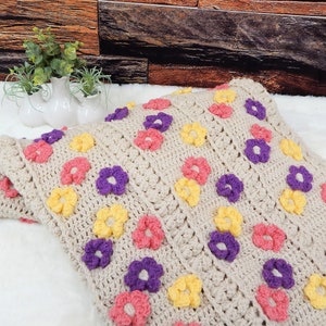 Crochet Pattern: Blanket - Wild Flower Blanket, PDF Instant download crochet pattern, DIY Home decor crochet pattern