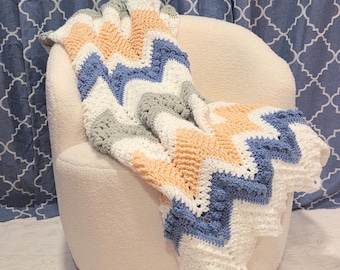 Crochet Chevron Blanket Pattern: Textured Sampler Throw (PDF Pattern)