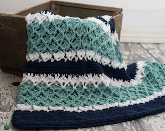 Crochet Blanket Pattern: Seafoam Tranquility Throw (PDF Pattern)