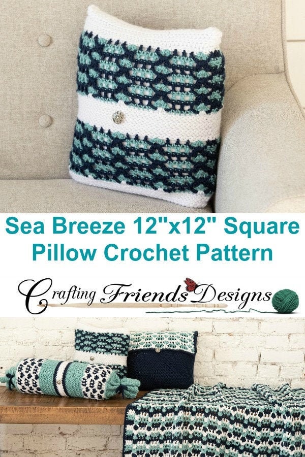 Sea Breeze Pillow Crochet Pattern: 12" Square Pillow Cover