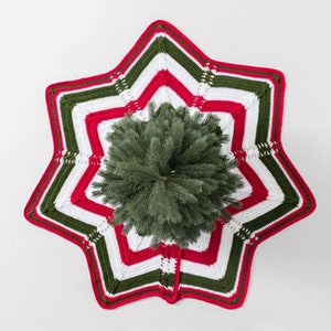 Crochet Pattern: Christmas Tree Skirt Classic Cable Star Christmas Tree Skirt Holiday Decor pattern, Instant PDF Download, Star pattern image 5