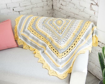 Baby Blanket Crochet Pattern - Sunny Day Blanket Square crochet pattern, pdf download, Textured crochet stitch blanket pattern, Modern throw