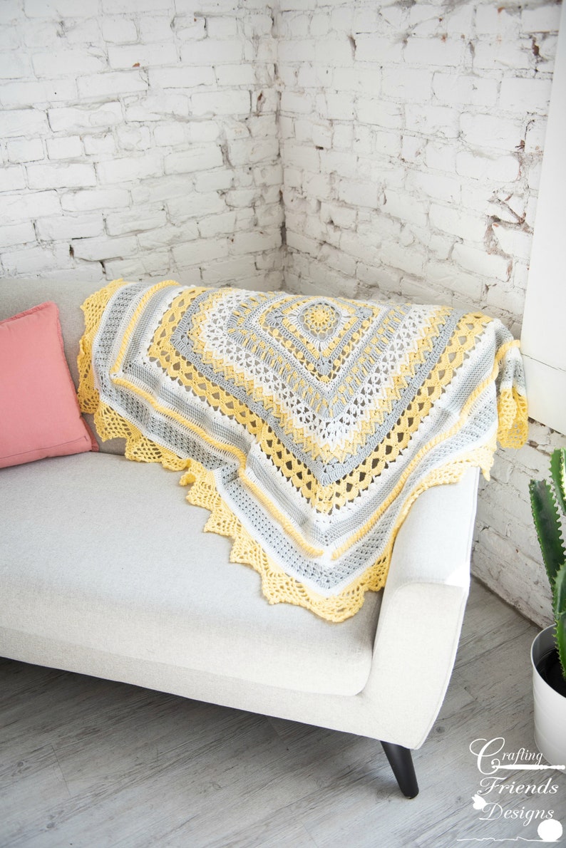 Crochet Blanket Pattern Sunny Day Blanket Square crochet pattern, Baby blanket digital pdf instant download image 1