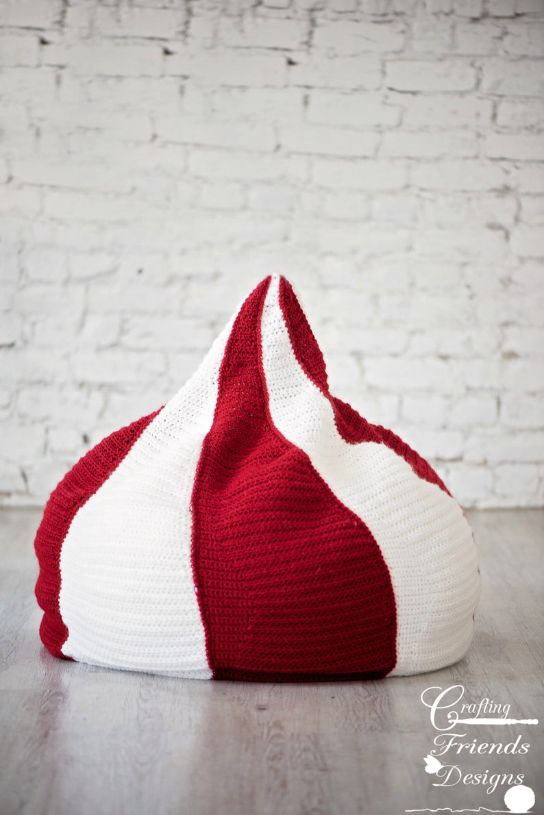 Crochet Pattern: Bean Bag Peppermint Kiss Beanbag or Pouf Crochet Pattern, PDF Instant Download Crochet Pattern, Bean Bag Chair Pattern image 4