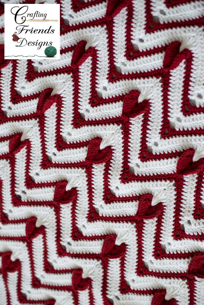 Crochet Pattern Heartbeat Chevron Afghan, Valentines blanket crochet pattern, PDF Instant Download. chevron crochet pattern image 4