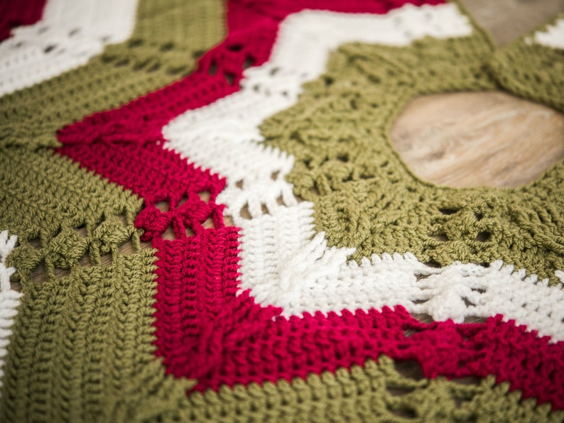 Crochet Pattern: Christmas Tree Skirt Classic Cable Star Christmas Tree Skirt Holiday Decor pattern, Instant PDF Download, Star pattern 画像 3