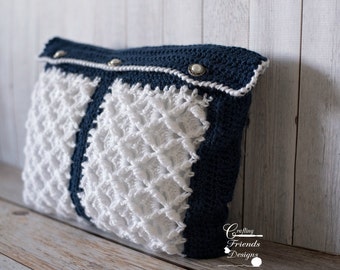 Patrón de ganchillo para cojín rectangular: Funda Seafoam Tranquility (Descarga en PDF)