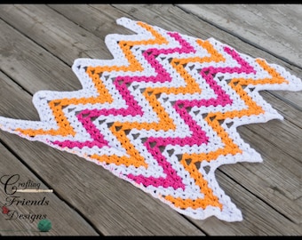 Chevron Blanket Crochet Pattern - Oh Snap Infant Dress and Afghan Set, pdf download, Easy Blanket and baby dress crochet pattern