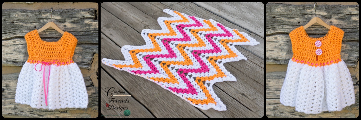 Chevron Blanket & Infant Oh Snap Dress Crochet