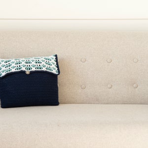 Crochet Pattern - Sea Breeze 12&quot; x 16&quot; Rectangle Pillow Form and Pillow Cover PDF Instant Download, Home Decor Pillow Crochet Pattern