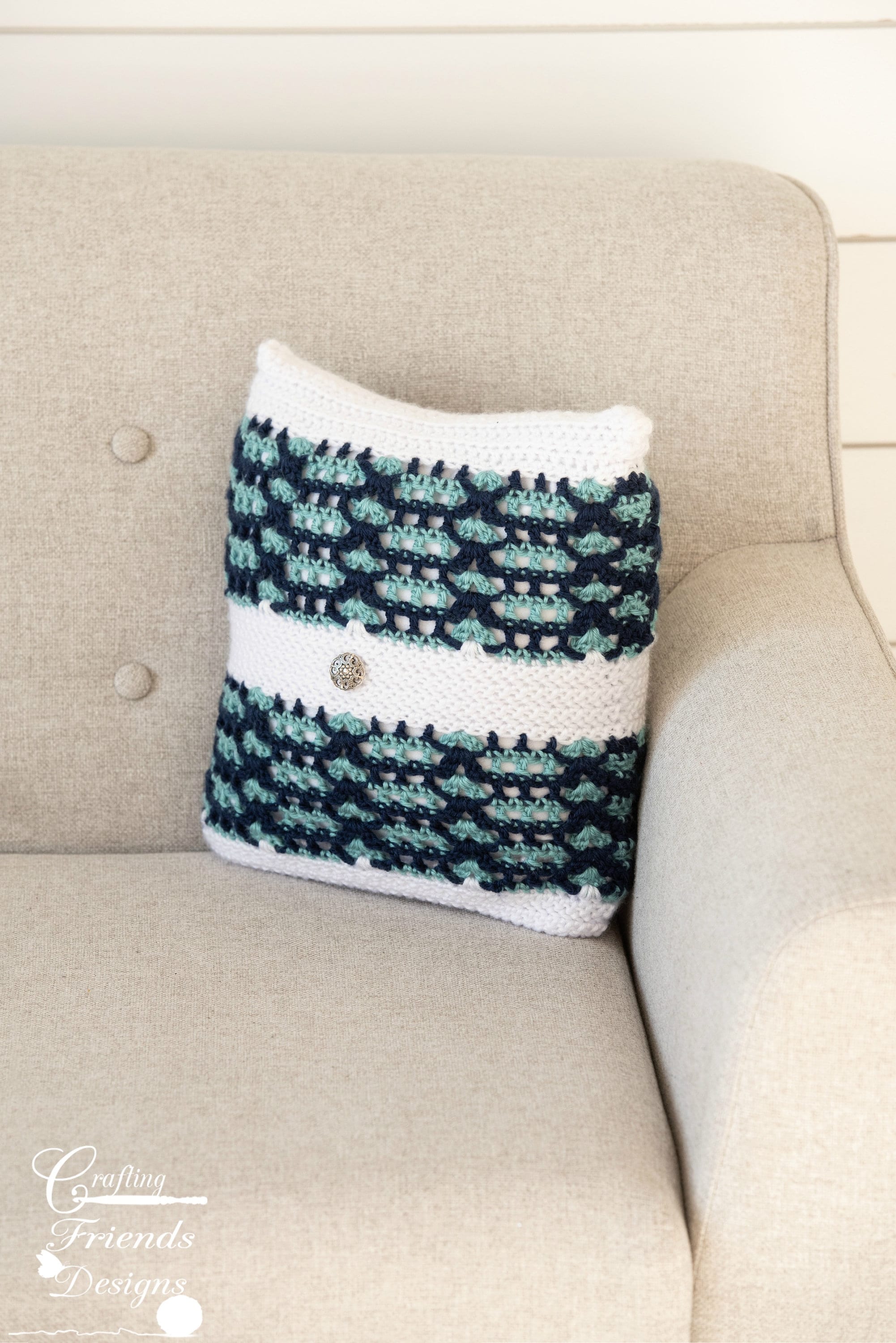 Square Pillow Crochet Pattern: Sea Breeze Pillow Cover