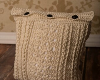 Crochet Pillow Pattern: Braided Cable Block Square Cover (PDF Download)