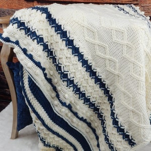 Blanket Crochet Pattern:  Cabled Wheels Throw, PDF Instant download, Afghan pattern