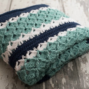 Blanket Crochet Pattern: Seafoam Tranquility Throw, Handmade Afghan Crochet Pattern, Customizable size pdf Instant Download